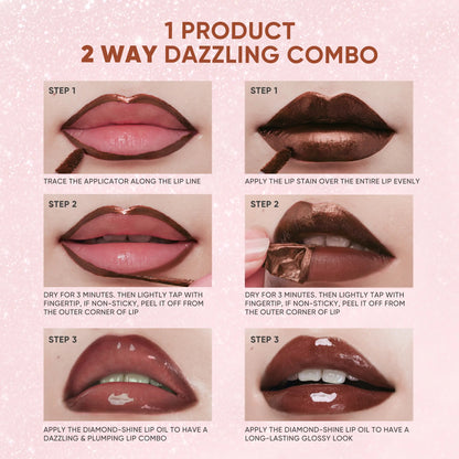 Peel Off Stain & Plumping Oil Duo - 2 in 1 Lip Combo
