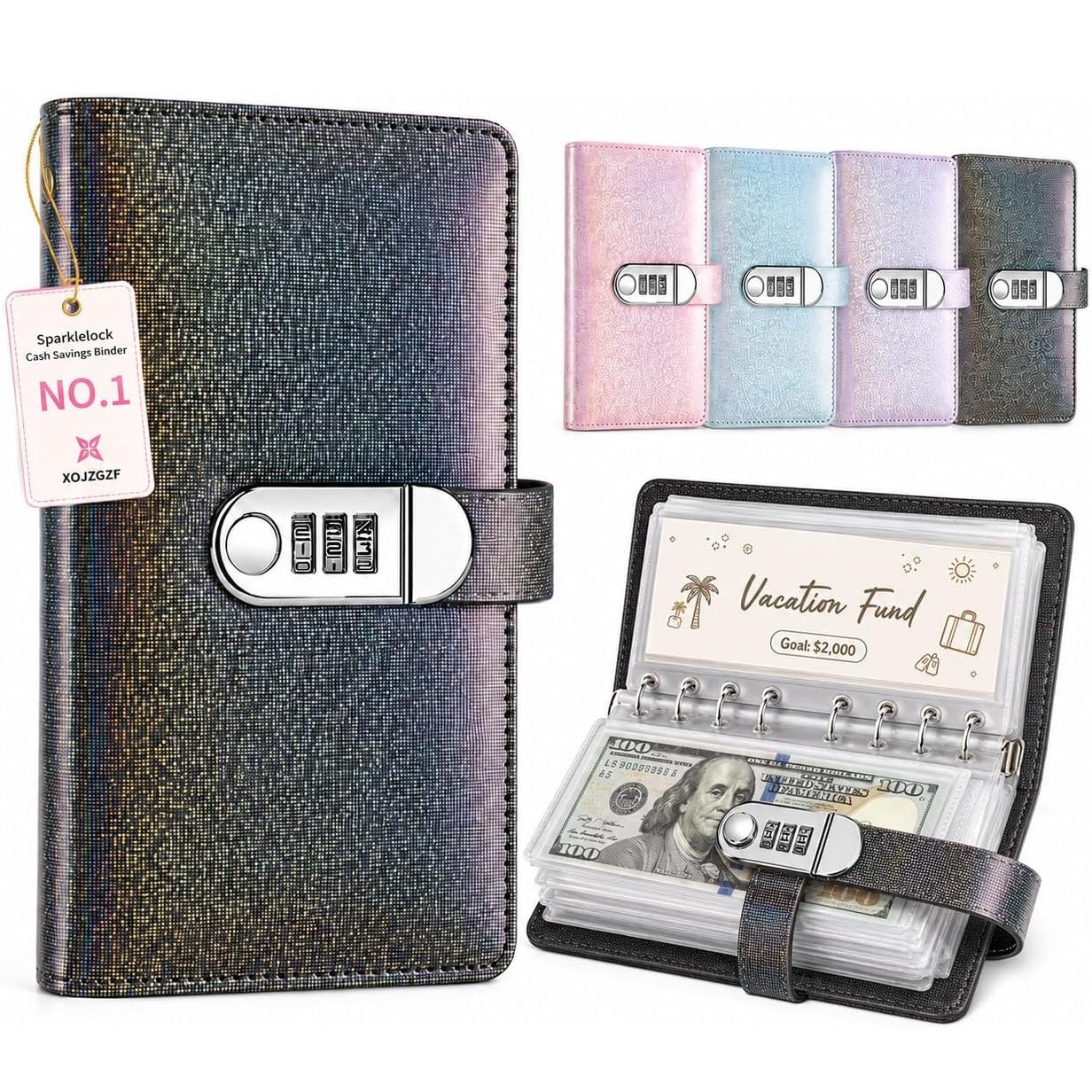Cash Savings Binder with 3-Digit Combination Lock 100-Page