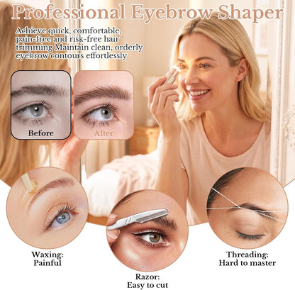 2 in 1 Facial & Eyebrow Hair Trimmer for Women, Rechargeable Face Razor, Lip & Peach Fuzz Remover, Precision Eyebrow Shaper