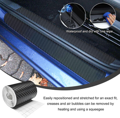 Car 3D Carbon Fiber Vinyl Tape, Anti-Scratch Self Adhesive Door Entry Guards Vinyl Overlay Wrap Roll