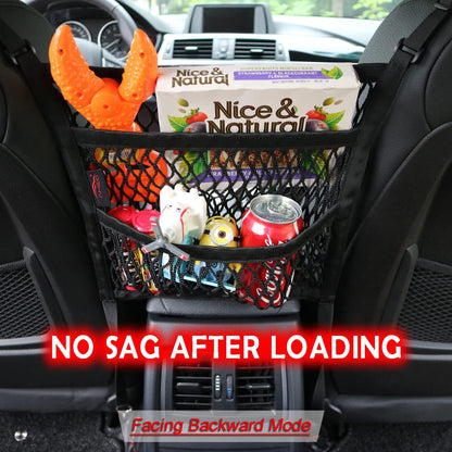 Elastic 3-Layer Mesh Storage Net for Between Car Seats