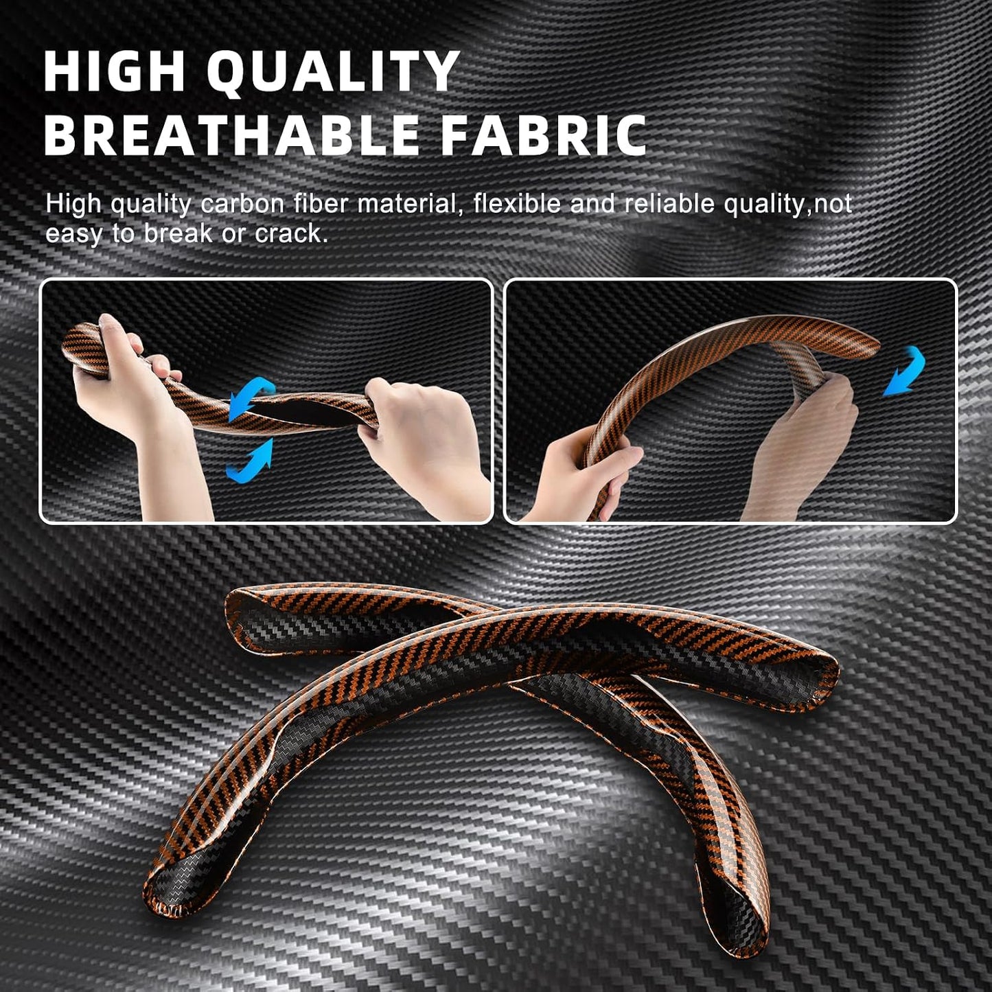 Carbon Fiber Steering Wheel Covers 3 Piece Clip on Steering Wheel Cover