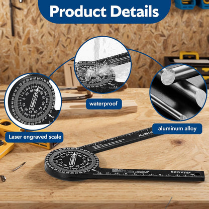 7-Inch Rust Proof Angle Finder Featuring Precision Laser Engraved Scales
