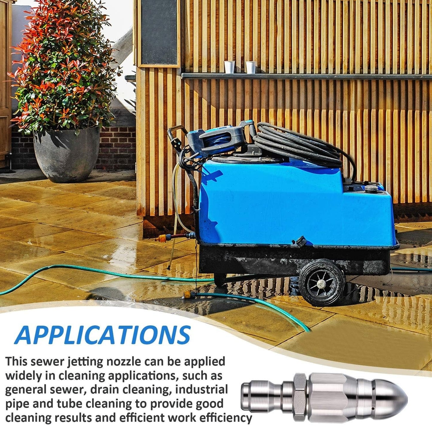 2Pcs Stainless Steel Sewer Jetter Nozzle, 65000 PSI High-Pressure Sewer Cleaning Tool