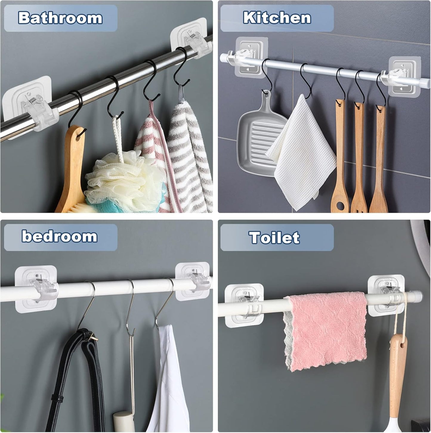 10 Pack No Drilling Self Adhesive Curtain Rod Holders