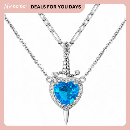 Shared Bond Heart & Sword Necklace Set. Keep One Share One, 14K Gold Plated CZ Pendant Jewelry Gift for Best Friends Sisters Couples & Loved Ones
