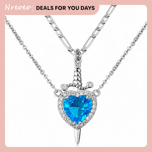 Shared Bond Heart & Sword Necklace Set. Keep One Share One, 14K Gold Plated CZ Pendant Jewelry Gift for Best Friends Sisters Couples & Loved Ones
