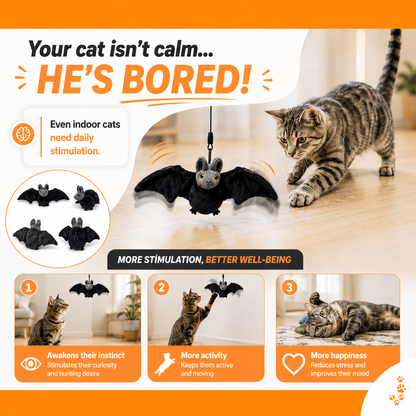Interactive Flying Bat for Cats