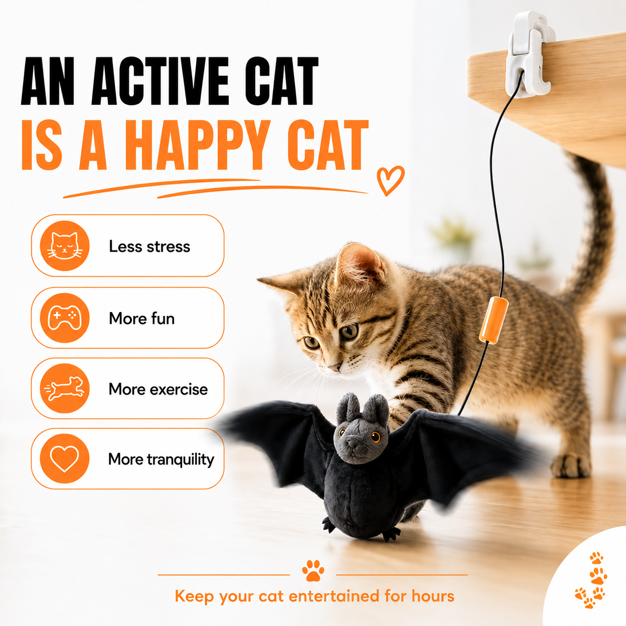 Interactive Flying Bat for Cats
