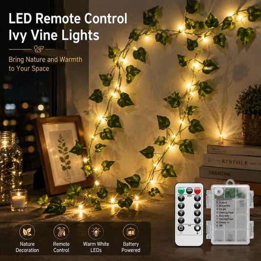Modern Cordless 33ft 100 LED Ivy String Lights with Remote