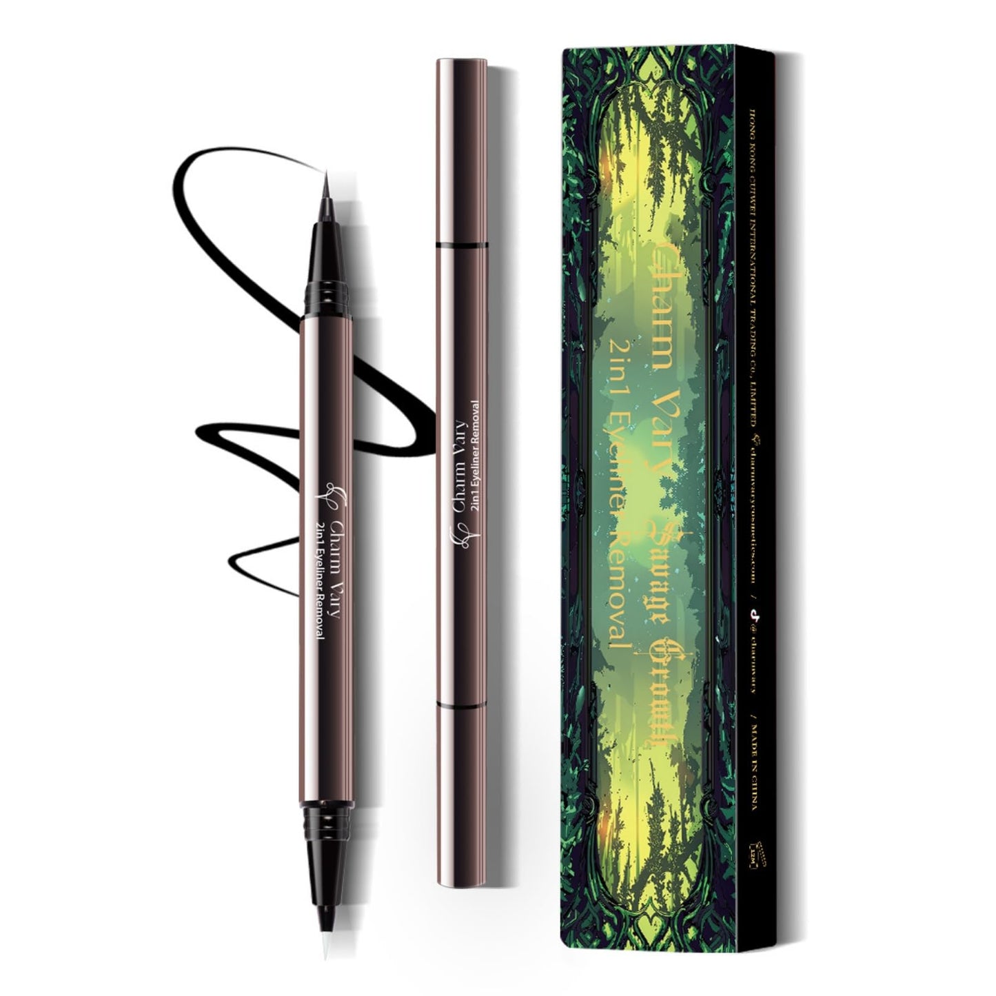 2-Pack 2-in-1 Waterproof Liquid Eyeliner Pencil with Correction Pen
