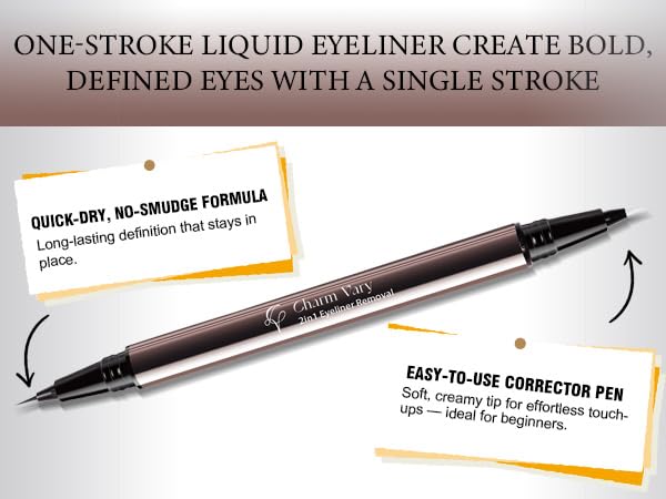 2-Pack 2-in-1 Waterproof Liquid Eyeliner Pencil with Correction Pen
