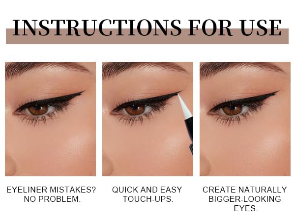 2-Pack 2-in-1 Waterproof Liquid Eyeliner Pencil with Correction Pen