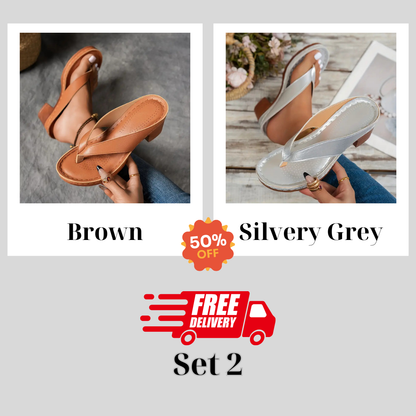 🔥Best Seller-Last Day Sale 60% OFF🔥Women'S Solid Color Summer Chunky Heel Sandals ( Buy 2 Free Shipping )