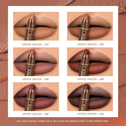 6Pcs Mauve Brown Matte Lip Liner and Lipstick Combo Set Kit