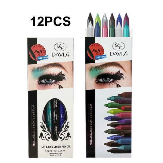 12-Color Waterproof Long-lasting Eyeliner Shades Pens - High Color Pearl Gloss Finish