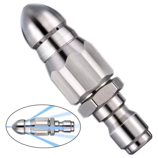 2Pcs Stainless Steel Sewer Jetter Nozzle, 65000 PSI High-Pressure Sewer Cleaning Tool