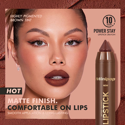 6Pcs Mauve Brown Matte Lip Liner and Lipstick Combo Set Kit