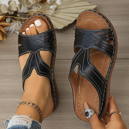 These women's arch-support sandals are made of lightweight, breathable material.