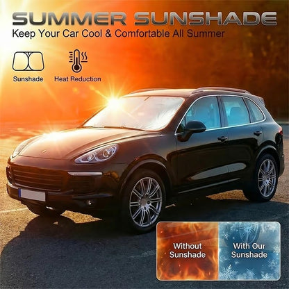 Car Front Windshield Sunshade High Density Shading Fabric Reflective Coating Seamless Edge Fit for Cars SUVs Trucks