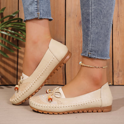 Women's Orthopedic Beaded Bow Loafers – Wide Toe & Cushioned