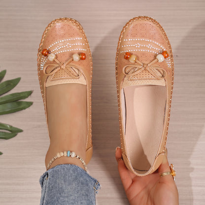 Women's Orthopedic Beaded Bow Loafers – Wide Toe & Cushioned