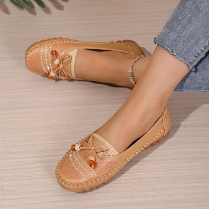 Women's Orthopedic Beaded Bow Loafers – Wide Toe & Cushioned