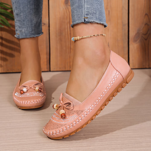 Women's Orthopedic Beaded Bow Loafers – Wide Toe & Cushioned