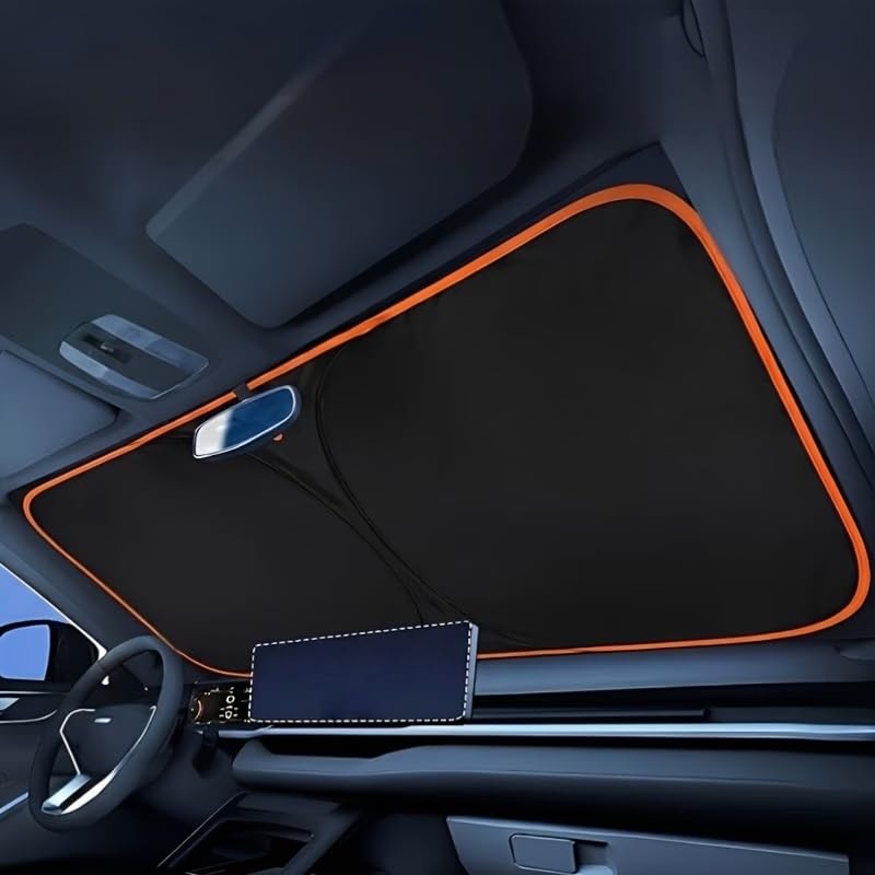 Car Front Windshield Sunshade High Density Shading Fabric Reflective Coating Seamless Edge Fit for Cars SUVs Trucks