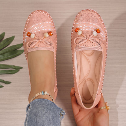 Women's Orthopedic Beaded Bow Loafers – Wide Toe & Cushioned
