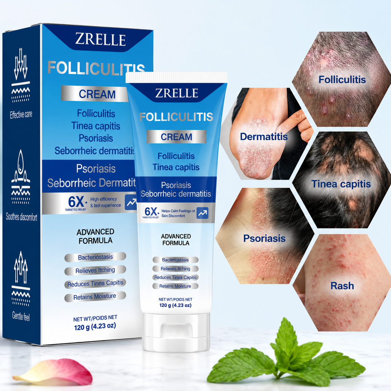 Folliculitis Cream | Soothes & Helps Clear Bumps on Scalp, Face, Body & Butt | for Ingrown Hairs, Razor Bumps & Acne | 120g (01)