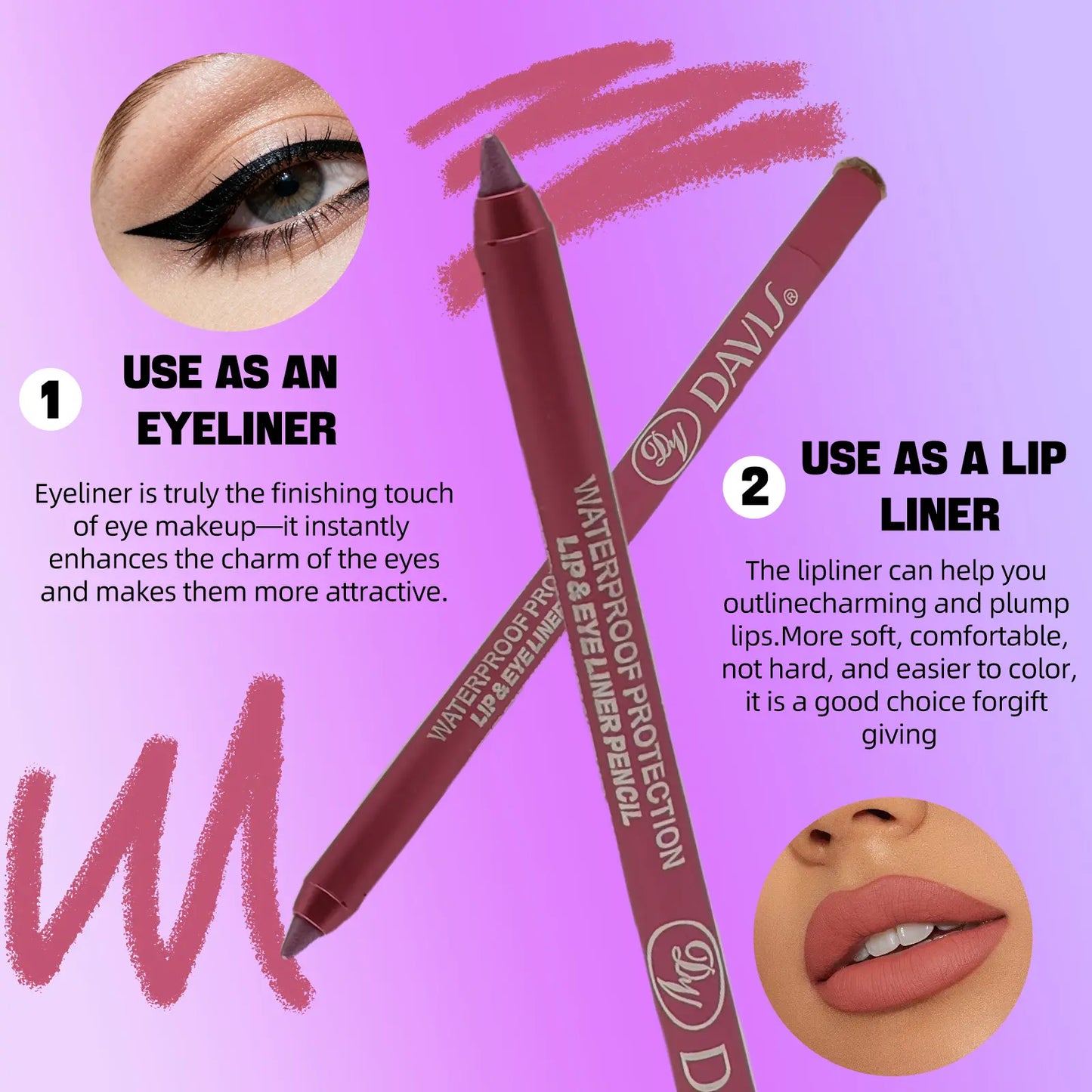 12-Color Waterproof Long-lasting Eyeliner Shades Pens - High Color Pearl Gloss Finish