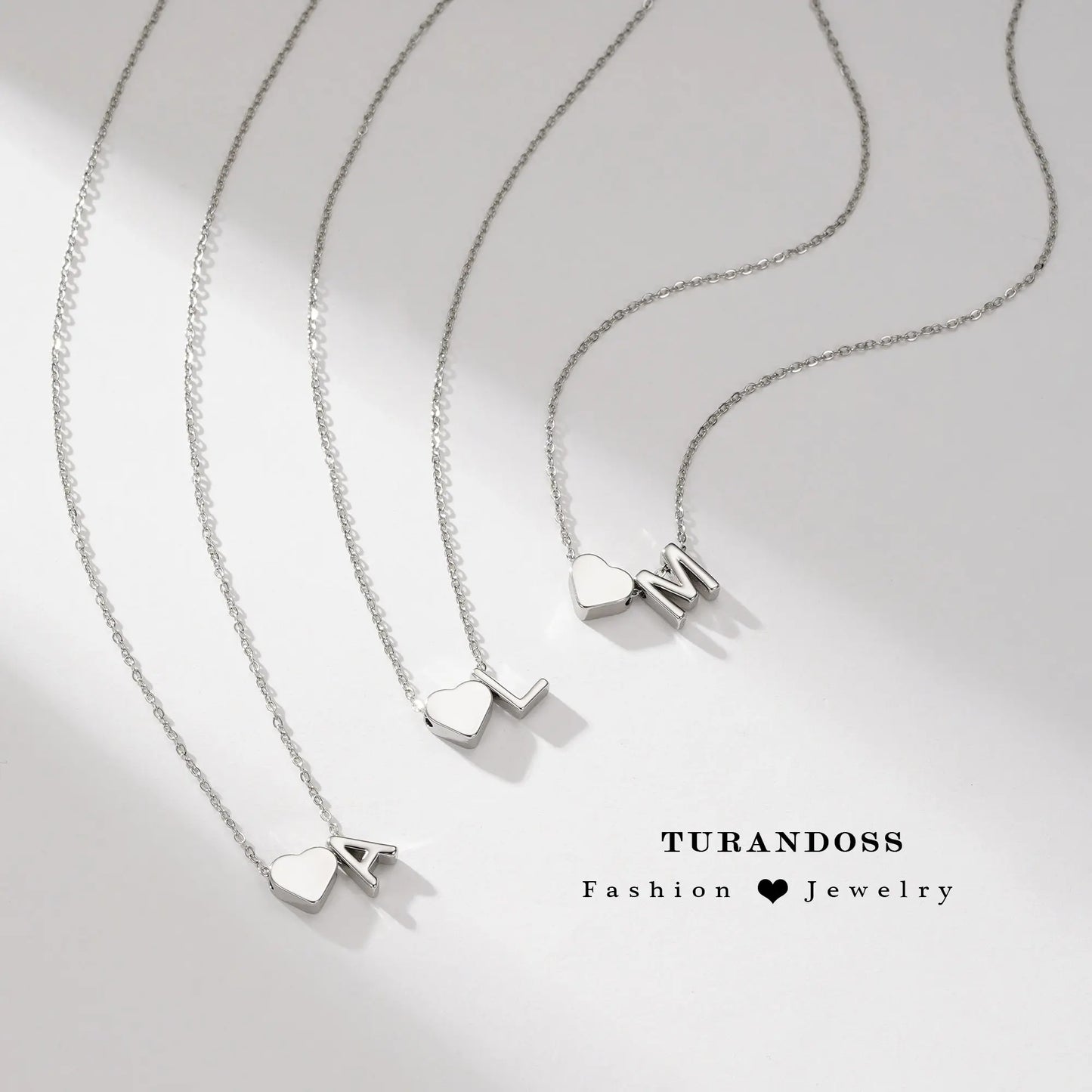 Turandoss Tiny Initial Necklaces Golden Heart A-Z