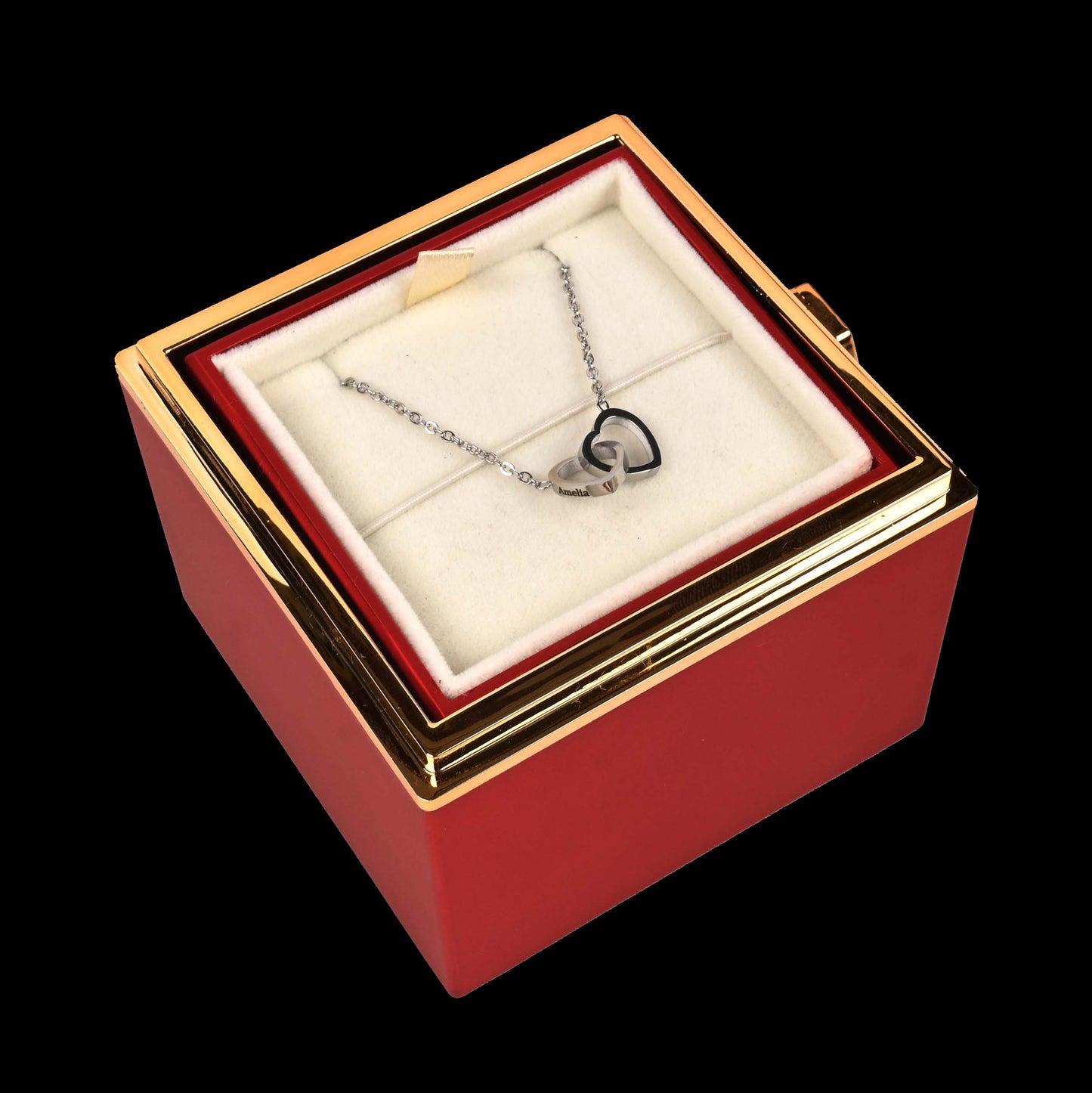 Eternal Rose Box W/ Engraved Necklace