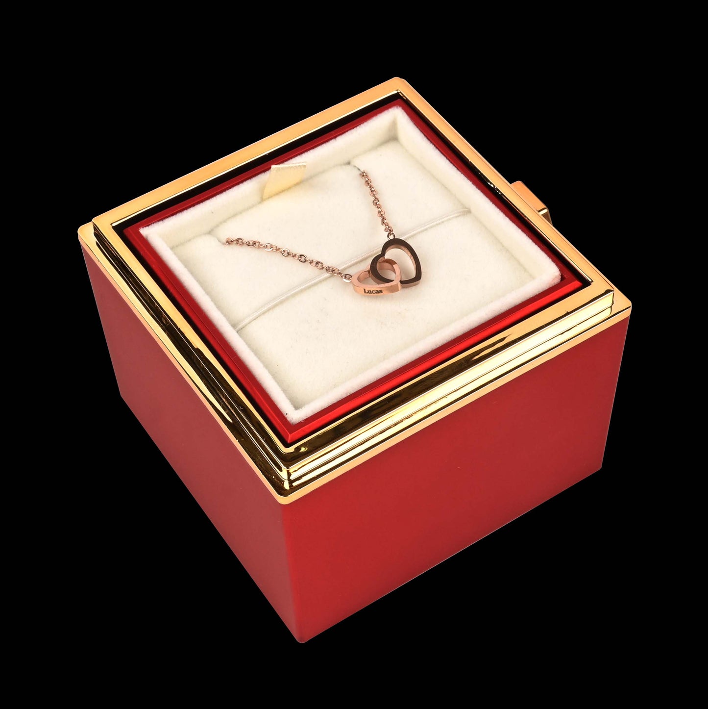 Eternal Rose Box W/ Engraved Necklace