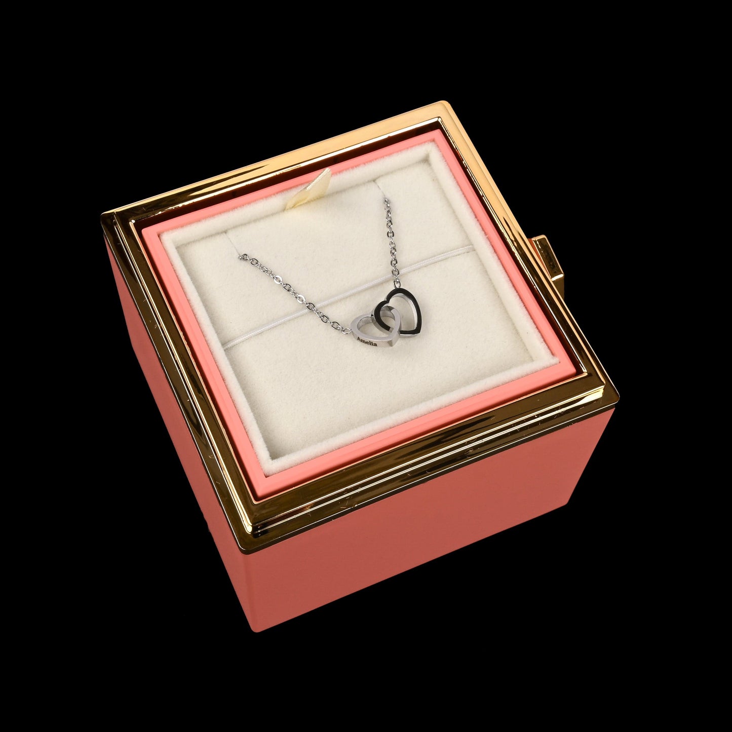 Eternal Rose Box W/ Engraved Necklace
